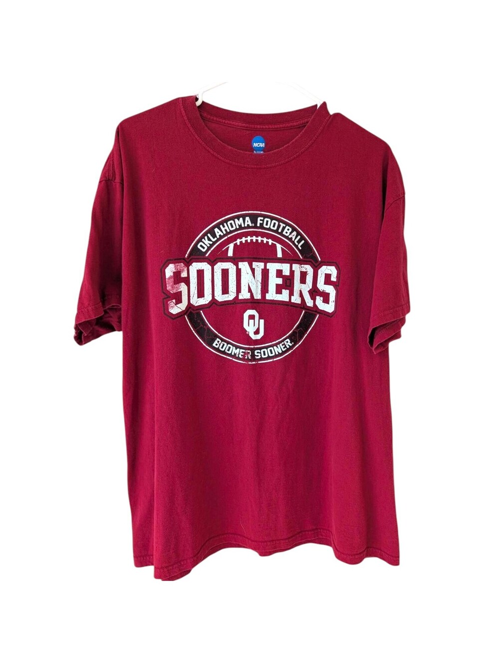 Vintage Y2K Oklahoma Sooners Football Shirt Mens XL Red Boomer NCAA Tee 23x28